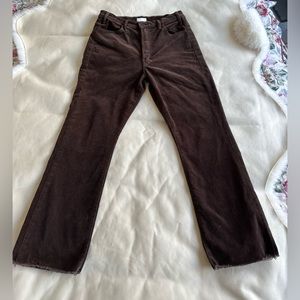 Mother corduroy The hustler ankle fray hopscotch jeans dark brown size 30